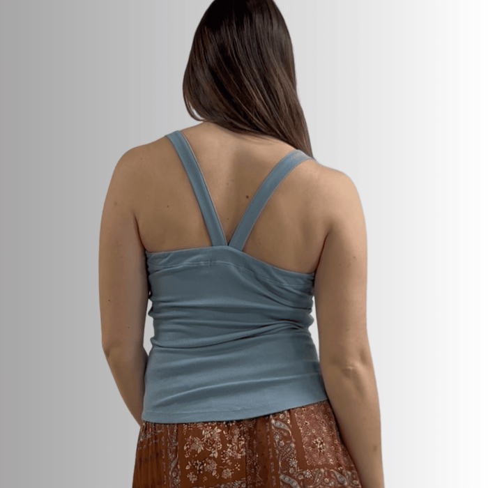 Harmony Premium Cotton Blue Sea Ribbed Tank Top