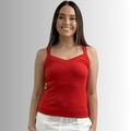 Harmony Premium Crimson Red Cotton Tank Top - Ribbed Design