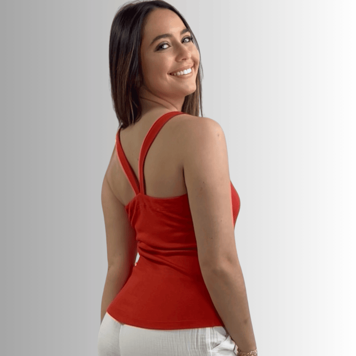 Harmony Premium Crimson Red Cotton Tank Top - Ribbed Design