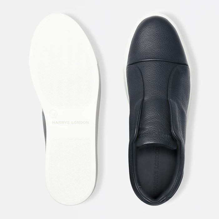 Harrys London - Aaron Tech Leather Trainers in Navy - Nigel Clare