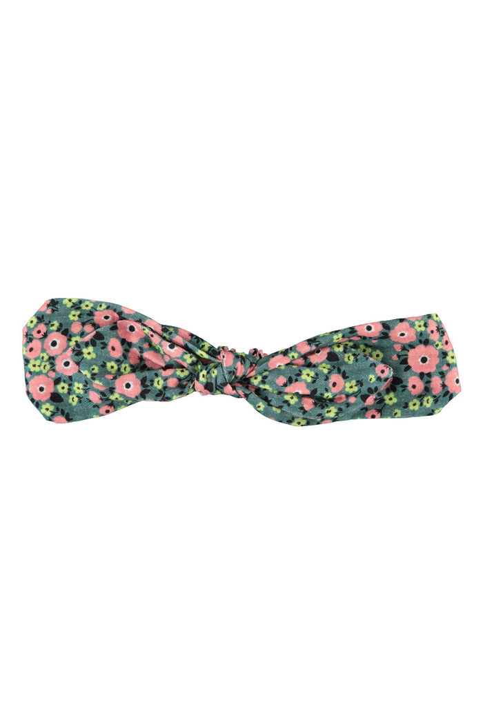 Headband with Bow Green with Multicolor Flowers