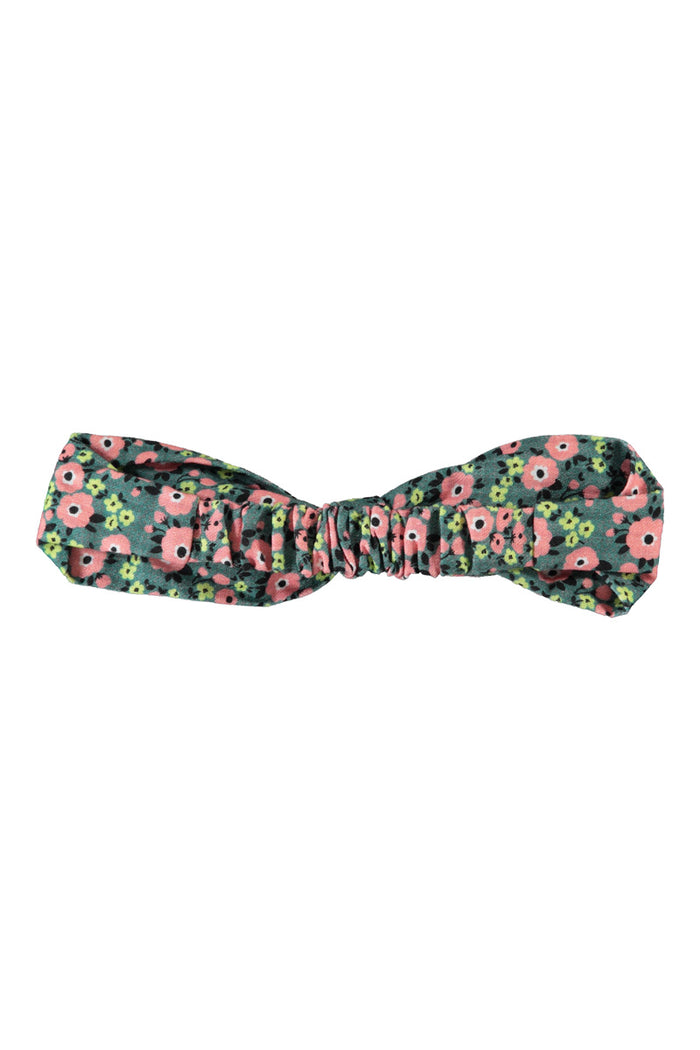 Headband with Bow Green with Multicolor Flowers
