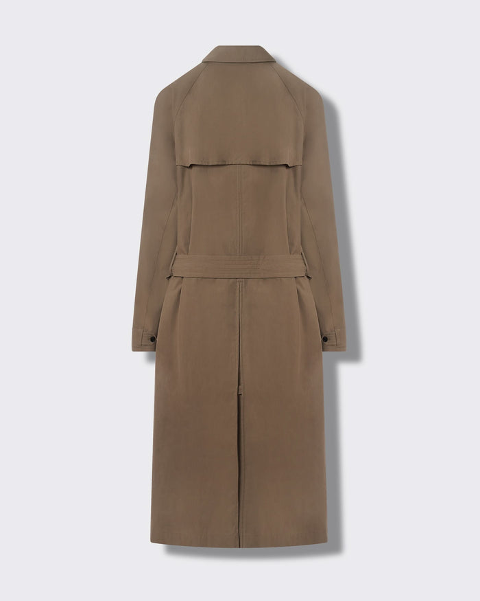 Hemery Long Trench Raglan Coat Khaki