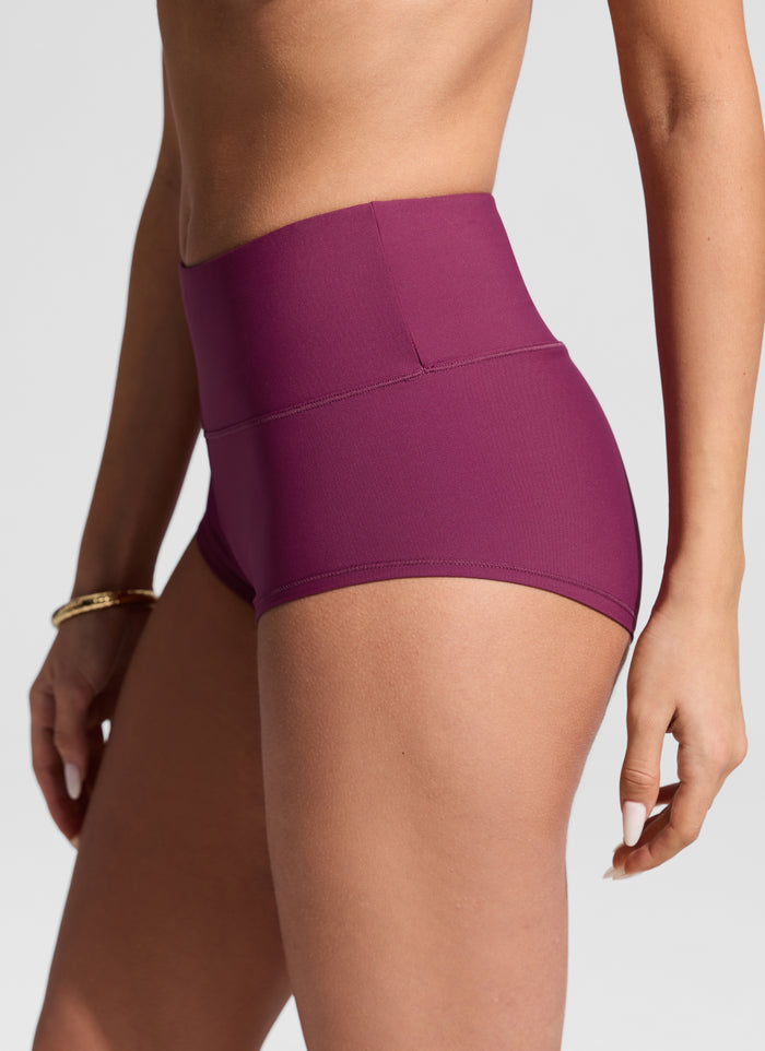 CRZ YOGA Women's Swimwear High Rise Boyshort Bikini Bottom 2.5'' Fuchsia
