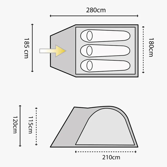 Highlander Juniper 3 Person Dome Tent