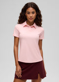 CRZ YOGA Women's Golf Tennis Hip Length Polo Slim Fit Short Sleeve Strawberry Pink