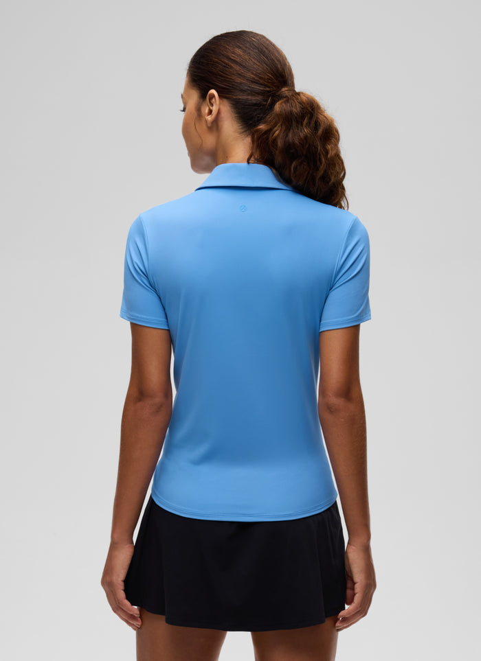 CRZ YOGA Women's Golf Tennis Hip Length Polo Slim Fit Short Sleeve Party Blue