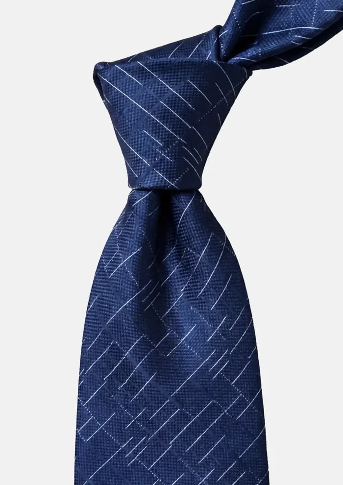 Ink Blue Linear Grid Tie - SARTORO