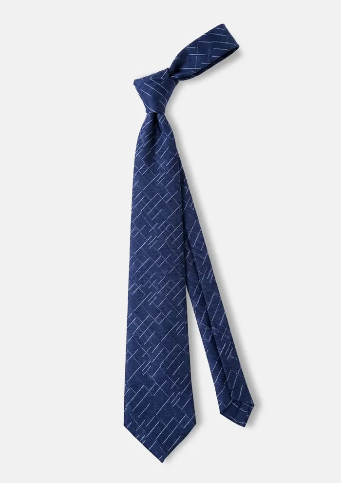 Ink Blue Linear Grid Tie - SARTORO