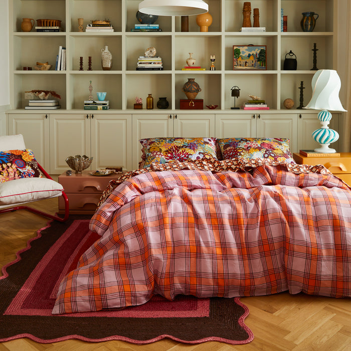 Isla Linen Quilt Cover - Vivid Coral King Single/Double