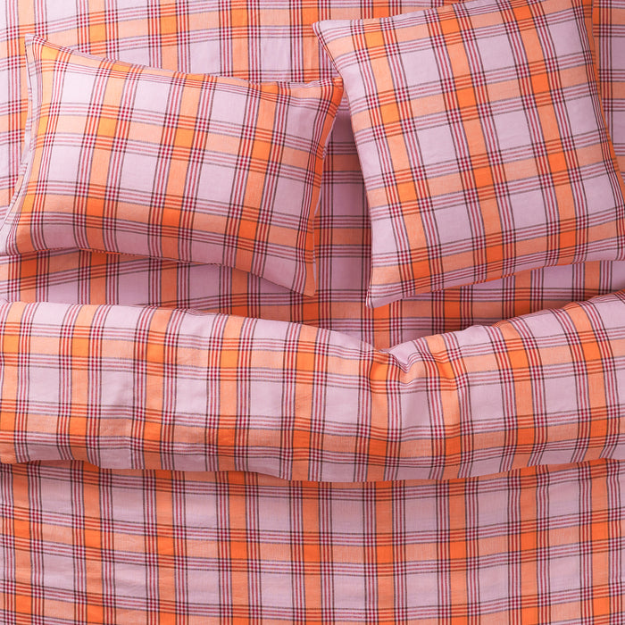 Isla Linen Quilt Cover - Vivid Coral King Single/Double
