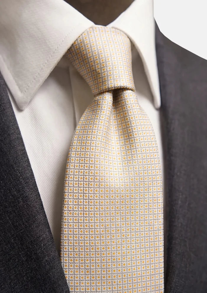 Ivory Honeycomb Textured Tie - SARTORO