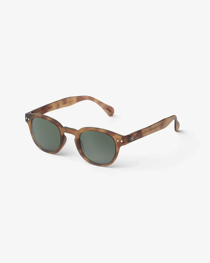 Izipizi Style C sunglasses in havane color, unisex retro frame with UV protection, designed in France.