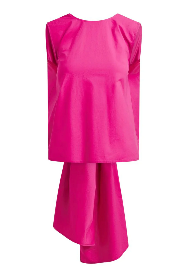 Pink sleeveless top and skirt set on a white background