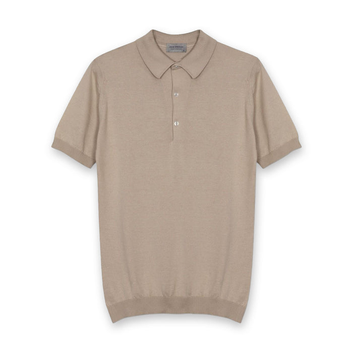 John Smedley - Adrian Sea Island Cotton Polo in Almond - Nigel Clare