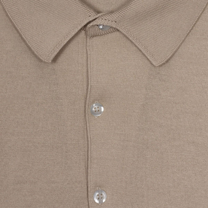 John Smedley - Adrian Sea Island Cotton Polo in Almond - Nigel Clare