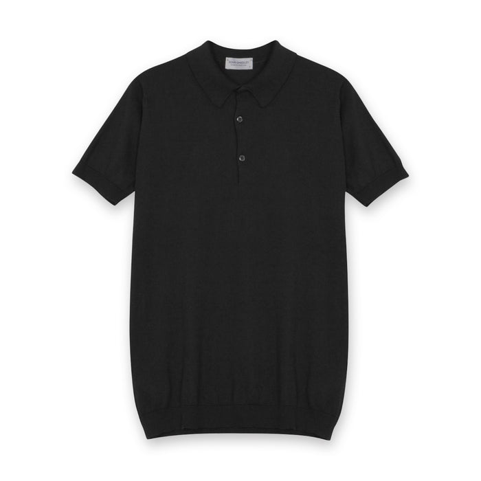 John Smedley - Adrian Sea Island Cotton Polo in Black - Nigel Clare