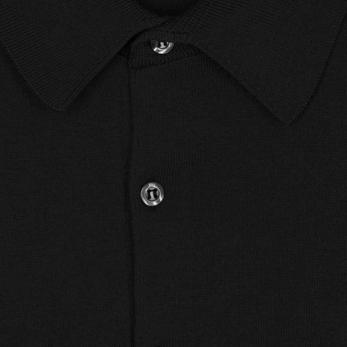 John Smedley - Adrian Sea Island Cotton Polo in Black - Nigel Clare