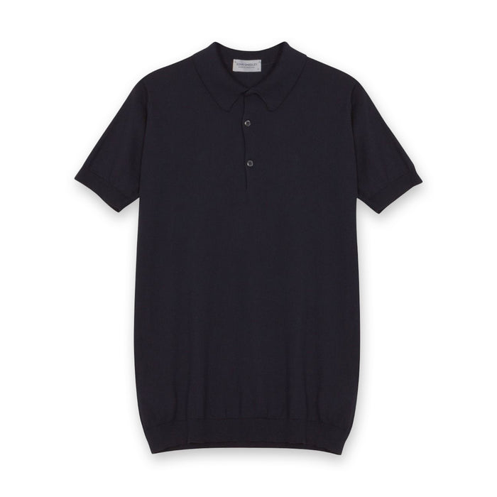 John Smedley - Adrian Sea Island Cotton Polo in Navy - Nigel Clare