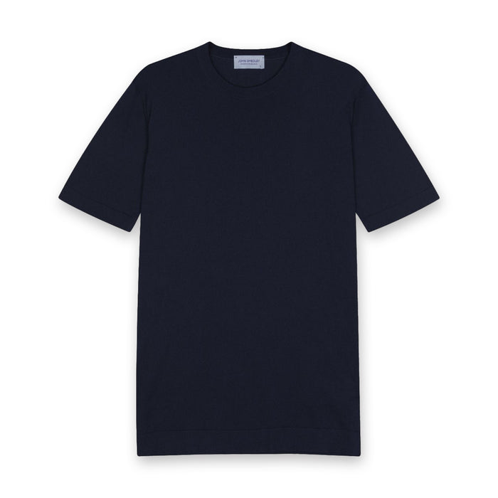 John Smedley - Lorca Sea Island Cotton T-Shirt in Navy - Nigel Clare