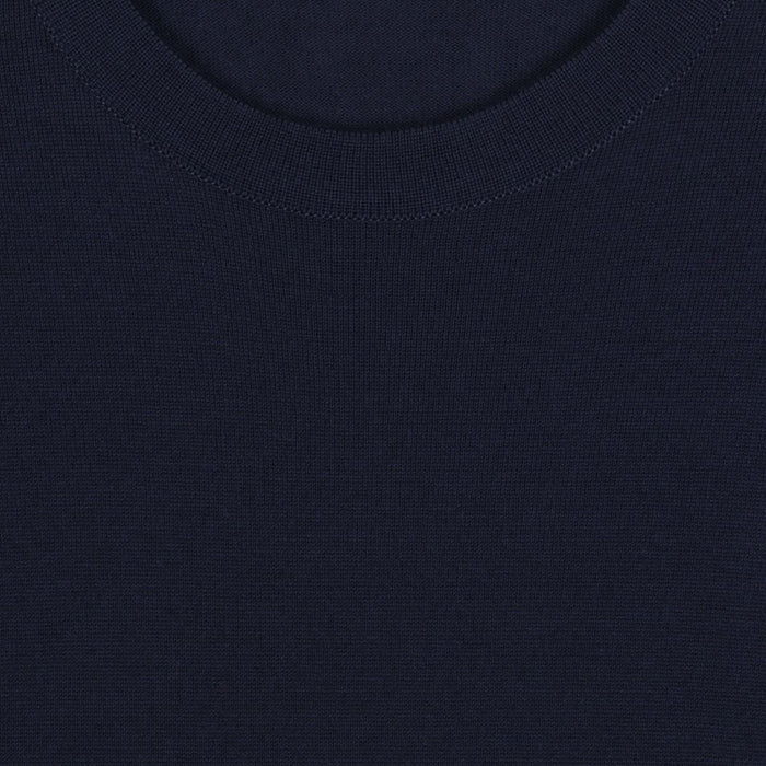 John Smedley - Lorca Sea Island Cotton T-Shirt in Navy - Nigel Clare