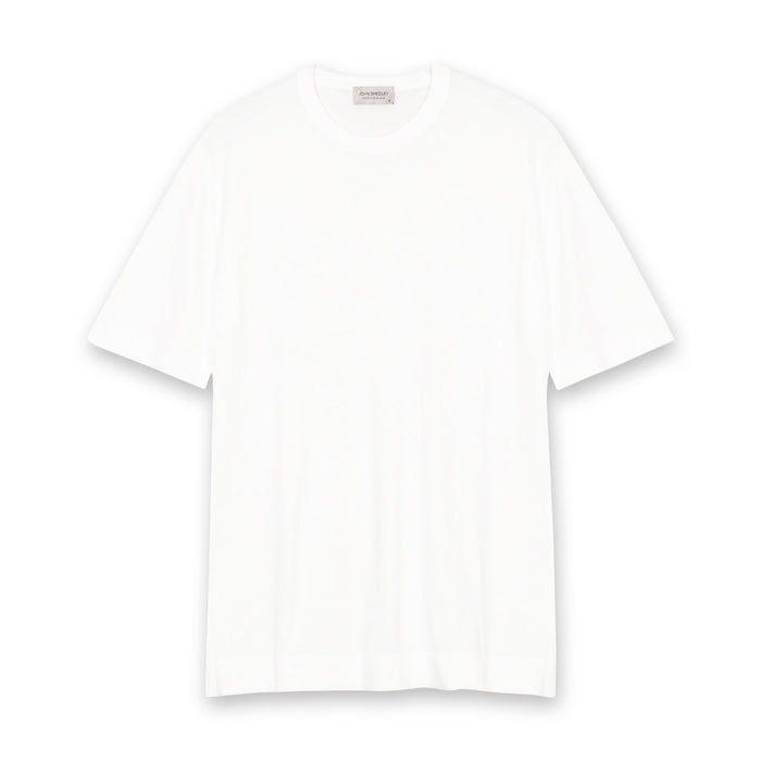John Smedley - Lorca Sea Island Cotton T-Shirt in White - Nigel Clare