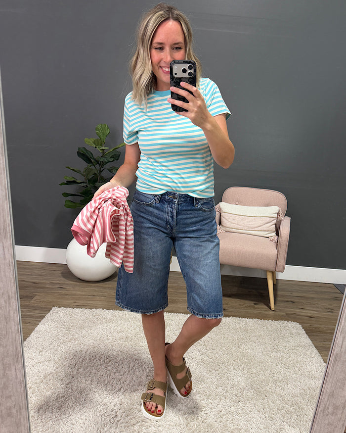 Julie Striped Knit Top - Sky Blue & Ivory FINAL SALE Wishlist