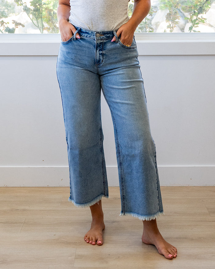 KanCan Logan Fray Hem Wide Leg Jeans KanCan