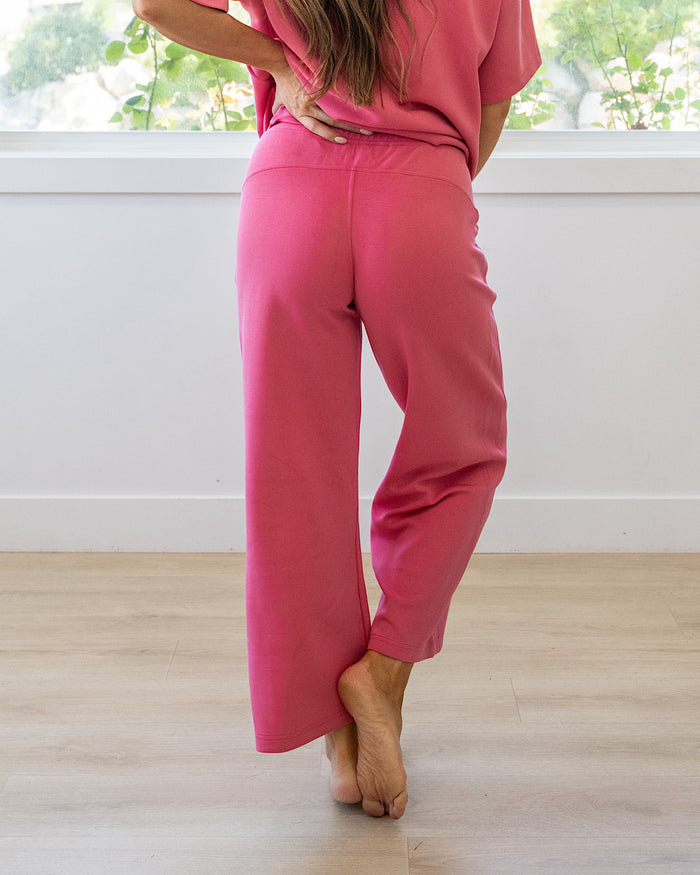 Kendall Scuba Fabric Wide Leg Pants - Brink Pink Rae Mode