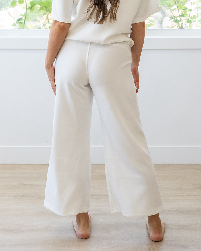 Kendall Scuba Fabric Wide Leg Pants - Cream Rae Mode