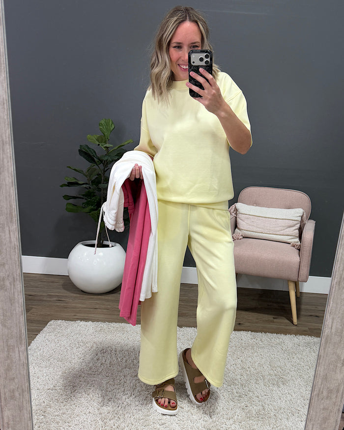 Kendall Scuba Fabric Wide Leg Pants - Lemonilla Rae Mode