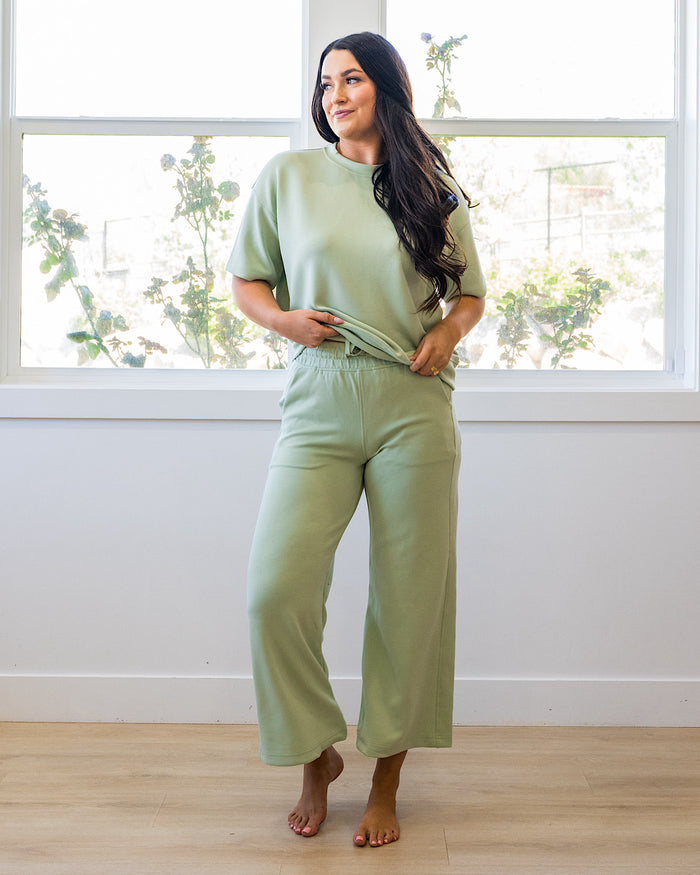 Macey Scuba Fabric Top - Pistachio Cream Rae Mode
