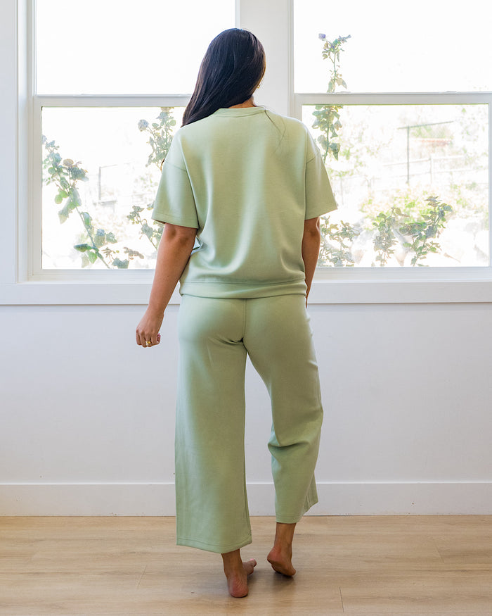 Macey Scuba Fabric Top - Pistachio Cream Rae Mode