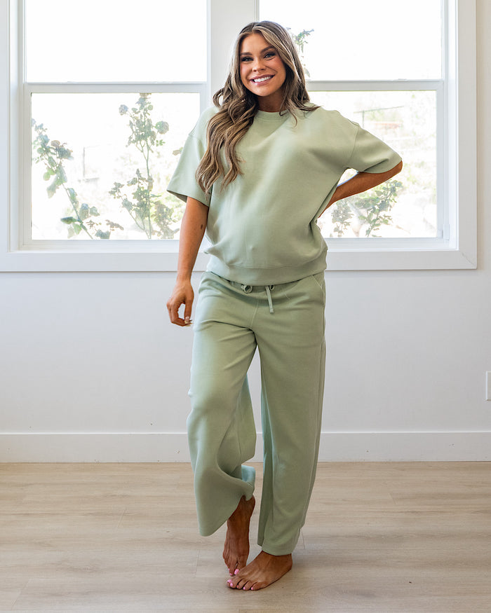 Macey Scuba Fabric Top - Pistachio Cream Rae Mode