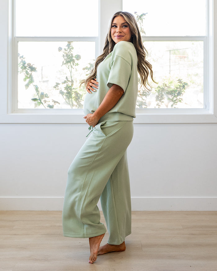 Macey Scuba Fabric Top - Pistachio Cream Rae Mode
