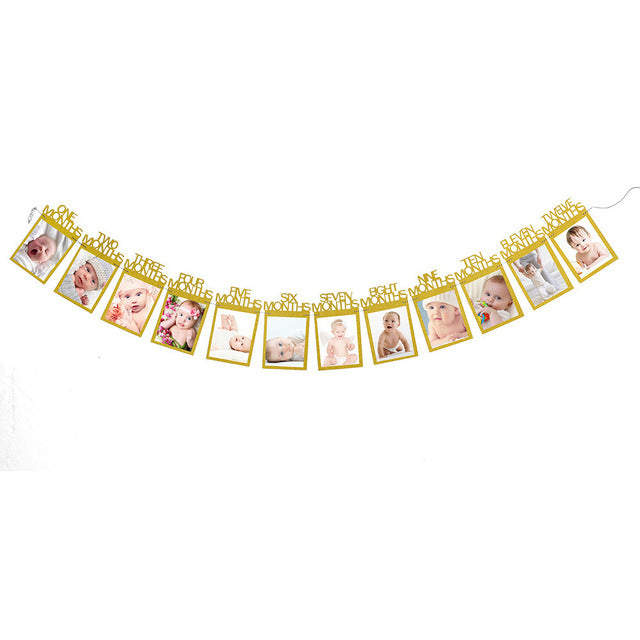 Kids Birthday Gift Decorations 1-12 Month Photo