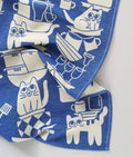 Kitchen Cats Cotton Tea Towel featuring playful cat designs, made from 100% woven cotton in blue and cream.
