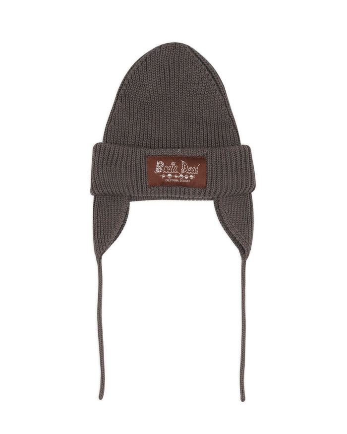 Knitted Ear Flap Beanie - Black