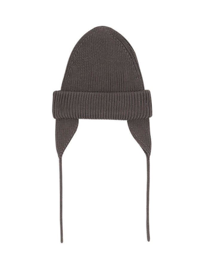 Knitted Ear Flap Beanie - Black