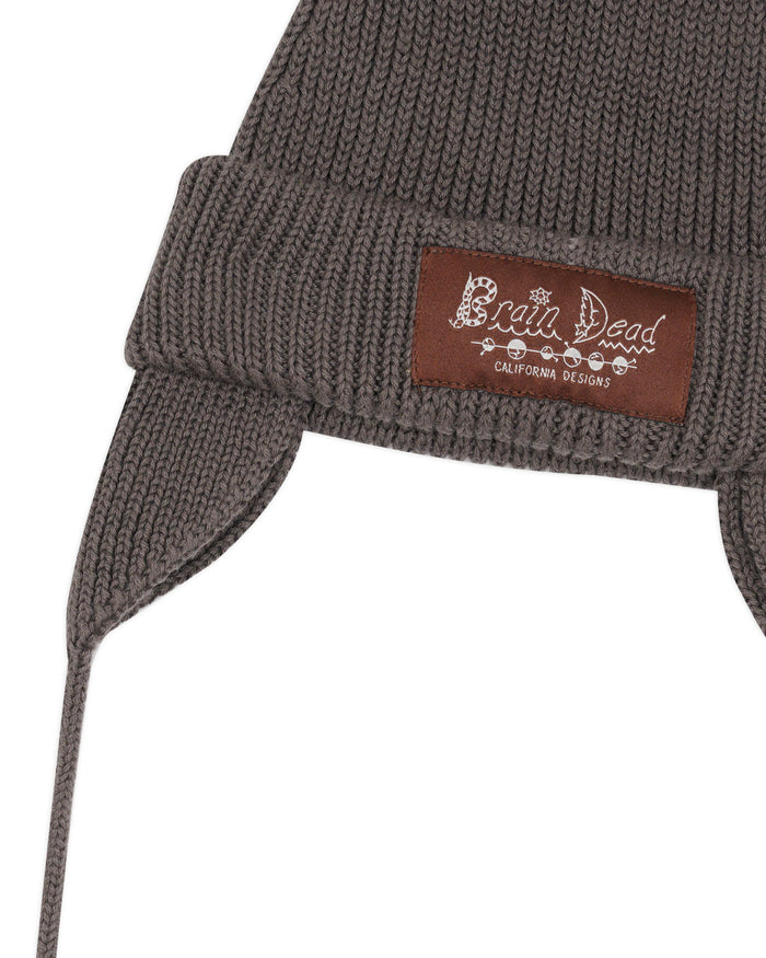 Knitted Ear Flap Beanie - Black