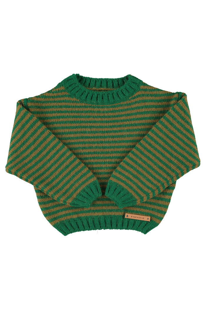 Knitted Sweater Green & Brown Stripes