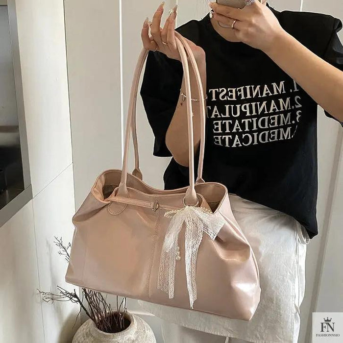 Lace Bow Large Tote Bags - Fashionnsio