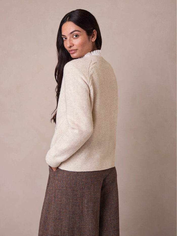 Lambswool Cable Detail Raglan Cardigan