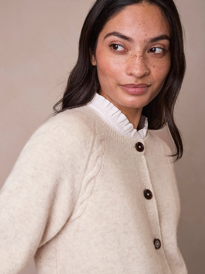Lambswool Cable Detail Raglan Cardigan