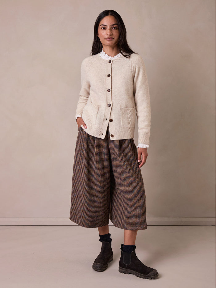 Lambswool Cable Detail Raglan Cardigan