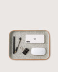 Large Kawabon Leather/Merino Wool Felt Tray, Granite