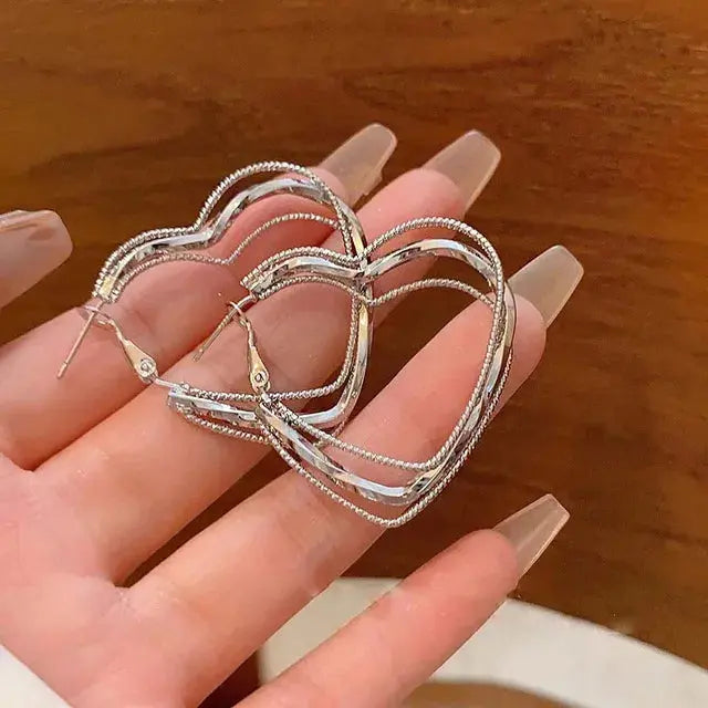 Heart Multi Layer Hoop Earrings fashionnsio