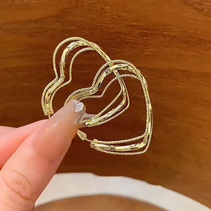 Heart Multi Layer Hoop Earrings fashionnsio