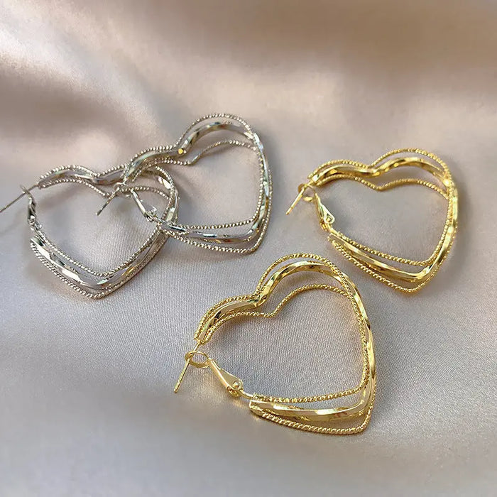 Heart Multi Layer Hoop Earrings fashionnsio