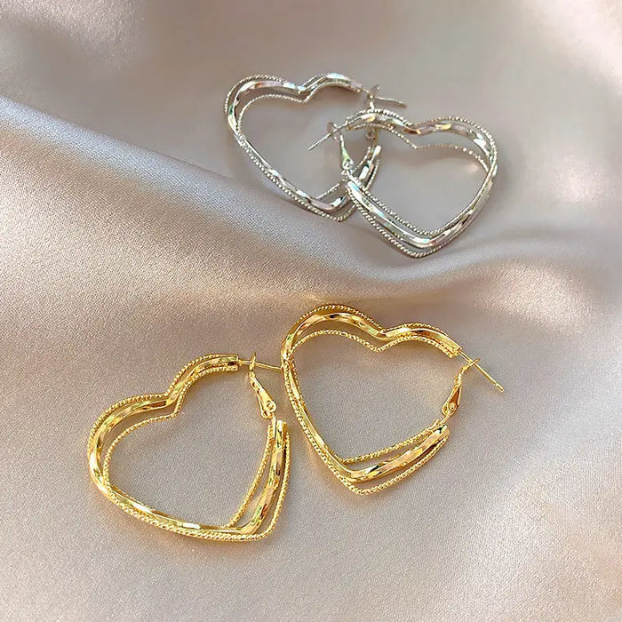 Heart Multi Layer Hoop Earrings fashionnsio